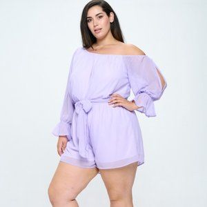Multi chifon lavender one shoulder plus size romper